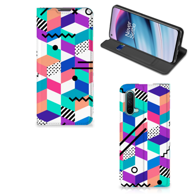 OnePlus Nord CE 5G Stand Case Blokken Kleurrijk OnePlus Nord CE 5G Stand Case Blokken Kleurrijk
