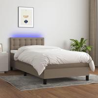 Boxspring met matras en LED stof taupe 80x200 cm - thumbnail
