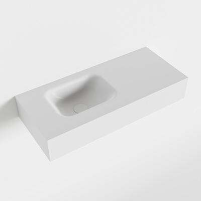 MONDIAZ LEX Talc vrijhangende solid surface wastafel 70cm. Positie wasbak links MONDIAZ LEX Talc vrijhangende solid surface wastafel 70cm. Positie wasbak links