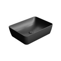 Waskom Sapho Sand Rechthoek 50x38x14 cm Keramiek Mat Zwart Sapho - thumbnail