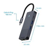 Rapoo 8in1 USB-C Multiport Adapter Zwart - thumbnail