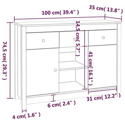 Dressoir 100x35x74,5 cm massief grenenhout Dressoir 100x35x74,5 cm massief grenenhout