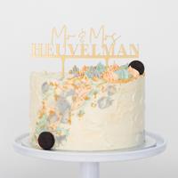 Taarttopper Mr & Mrs met achternaam modern - thumbnail