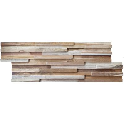 3D Teakhout Houtstrips NuNu 50x18cm - Natuurlijke Wanddecoratie