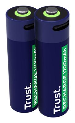Trust Via USB-C oplaadbare AA-batterijen (2 stuks) Batterij Blauw