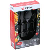 Alpina bestekset rvs 16-delig zwart - thumbnail