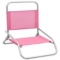 Strandstoelen 2 st inklapbaar stof roze - thumbnail