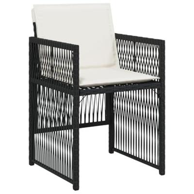 Tuinstoelen 4 st met kussens poly rattan zwart Tuinstoelen 4 st met kussens poly rattan zwart