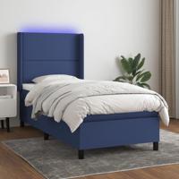 Boxspring met matras en LED stof blauw 100x200 cm - thumbnail