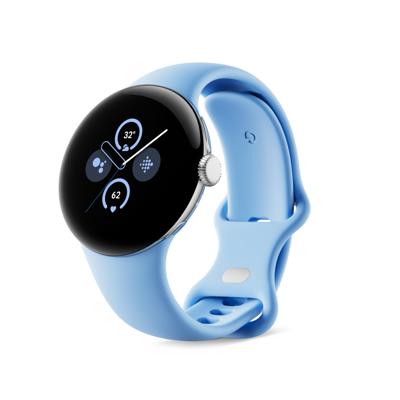 Google Pixel Watch 2 – het beste van Google en Fitbit – hartslagmeting, stressmanagement en veiligheidsfuncties – Android – aluminium behuizing in gepolijst zilver – sportarmband in Bay – LTE