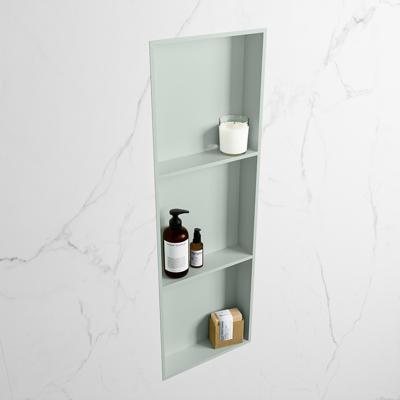 MONDIAZ EASY Nis 89,5x29,5cm in solid surface kleur Greey | Greey. 3 vakken geschikt voor in- of opbouw MONDIAZ EASY Nis 89,5x29,5cm in solid surface kleur Greey | Greey. 3 vakken geschikt voor in- of opbouw