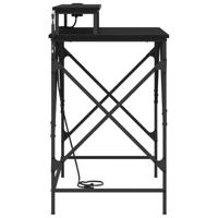 Bureau met plank Zwart eiken 100 x 50 x 86.5 cm Bewerkt hout - thumbnail