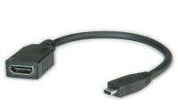 ROLINE HDMI High Speed Kabel met Ethernet, HDMI F - Micro HDMI M, 0,22 m - thumbnail