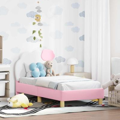 Peuterbedframe met hoofdbord met hoofdeinde Roze 70 x 140 cm PU Peuterbedframe met hoofdbord met hoofdeinde Roze 70 x 140 cm PU
