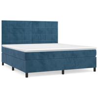 Boxspring met matras fluweel donkerblauw 160x200 cm - thumbnail