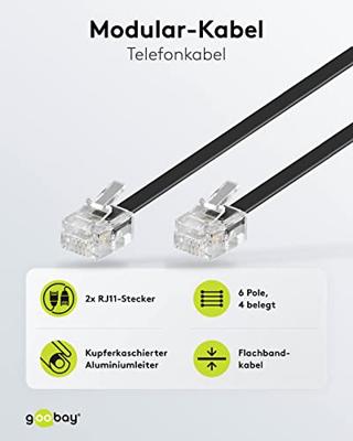 goobay Telefoonkabel RJ-11 4-polig