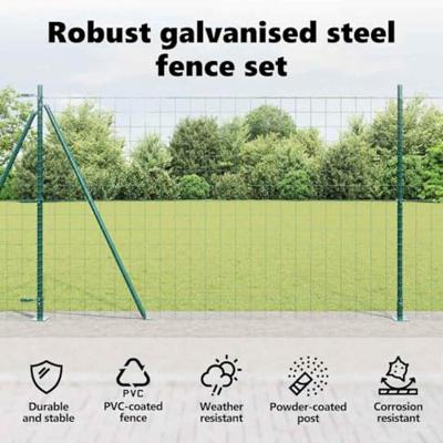 VidaXL Hek met paal groen 1,5 x 10 m staal