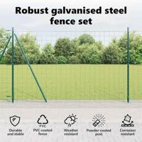 VidaXL Hek met paal groen 1,5 x 10 m staal - thumbnail