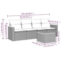5-delige Loungeset met kussens poly rattan beige - thumbnail