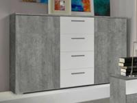 Commode VERO 2 deuren en 4 lades wit/beton - thumbnail