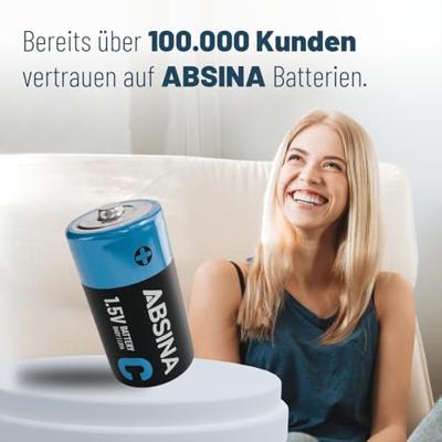 ABSINA 6 x Baby C batterijen LR14 1,5 V alkaline - duurzame batterijen C voor zaklamp, speelgoed UVM - batterij C, LR14 batterij 1,5 V