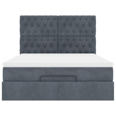 Ottoman bed met matrassen 140x190cm fluweel donkergrijs