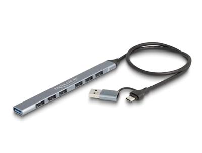 DeLOCK 4 Port Slim USB Hub with USB Type-C™ or USB Type-A to 3 x USB 5 Gbps USB Type-C™ + 1 x USB 5 Gbps Type-A