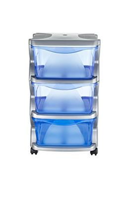 Bama insieme ladesysteem met wieltjes 3 laden 36x40x62 cm zilver/blauw/transparant