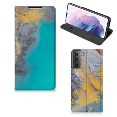 Samsung Galaxy S21 Plus Standcase Marble Blue Gold Samsung Galaxy S21 Plus Standcase Marble Blue Gold