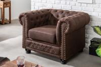 Chesterfield fauteuil 110cm vintage bruin met knoopstiksel en veerkern - 40654 - thumbnail