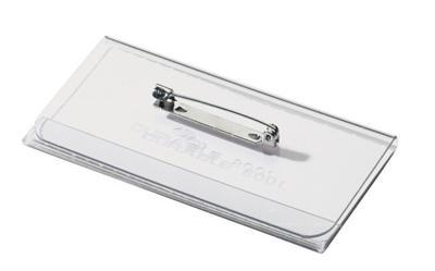 Badge durable 8001 met speld en klemrand 40x75mm | 100 stuks