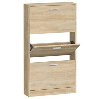 VidaXL Schoenenkast 59x17x108 cm bewerkt hout eikenkleurig VidaXL Schoenenkast 59x17x108 cm bewerkt hout eikenkleurig