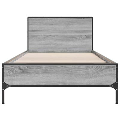 Bedframe bewerkt hout metaal grijs sonoma eiken 140x200 cm