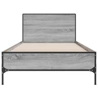 Bedframe bewerkt hout metaal grijs sonoma eiken 120x190 cm - thumbnail