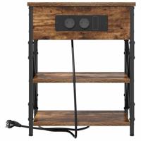 Nachtkastje met Oplaadstation 2 pcs Gerookt eiken Bewerkt hout - thumbnail