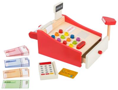 Small Foot houten speelkassa blank/rood 7,5 cm Small Foot houten speelkassa blank/rood 7,5 cm