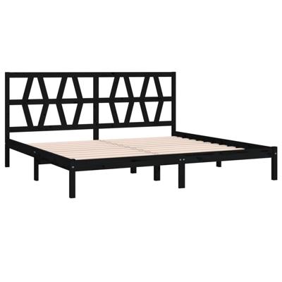 Bedframe massief grenenhout zwart 200x200 cm Bedframe massief grenenhout zwart 200x200 cm
