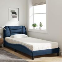 Bed met matras stof blauw 90x200 cm - thumbnail