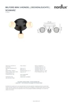 Nordlux 3-lichts plafondlampMilford zwart - 2412606003