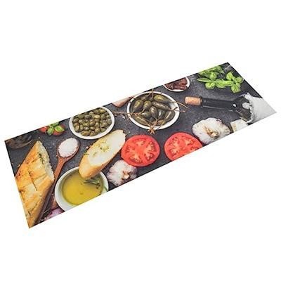 VidaXL Keukenmat wasbaar wijn- en dinerprint 60x180 cm fluweel