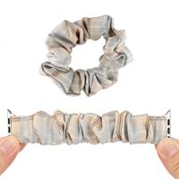 Elastisch scrunchie nylon bandje - Khaki / Lichtblauw - Geschikt voor Apple Watch 38mm / 40mm / 41mm / 42mm - thumbnail