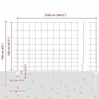 VidaXL Hek met paal zilver 1,2 x 25 m staal - thumbnail