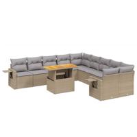 11-delige Tuinset met kussens poly rattan beige - thumbnail