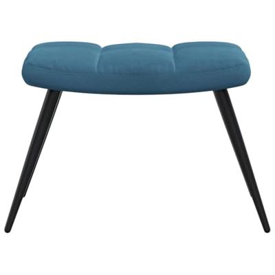 Relaxstoel met voetenbank fluweel blauw Relaxstoel met voetenbank fluweel blauw