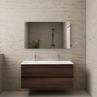 ACTIE BWS Badmeubel | Paris | Sonoma Choco 120 cm | Mat Wit Wastafel | 2 Kraangaten