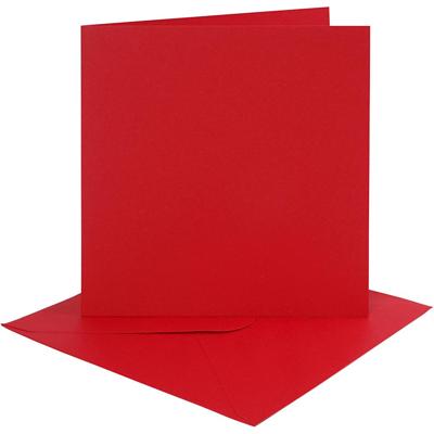 Creativ Company Kaarten en enveloppen, afmeting kaart 15,2x15,2 cm, afmeting envelop 16x16 cm, 230 gr, rood, 4 set/ 1 doos