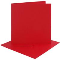 Creativ Company Kaarten en enveloppen, afmeting kaart 15,2x15,2 cm, afmeting envelop 16x16 cm, 230 gr, rood, 4 set/ 1 doos - thumbnail