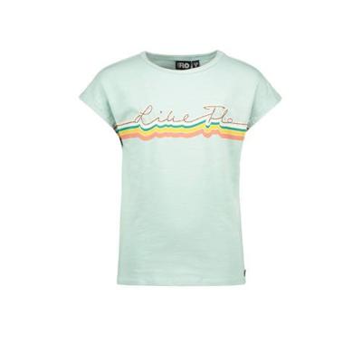 Like Flo Meisjes t-shirt met streep 'Like Flo' - Mint