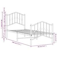 Bedframe met hoofd- en voeteneinde metaal zwart 75x190 cm - thumbnail
