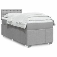 Boxspring met matras stof lichtgrijs 90x190 cm - thumbnail